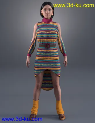 3D打印模型dForce Cold Shoulder - Graphic Knit Textures的图片