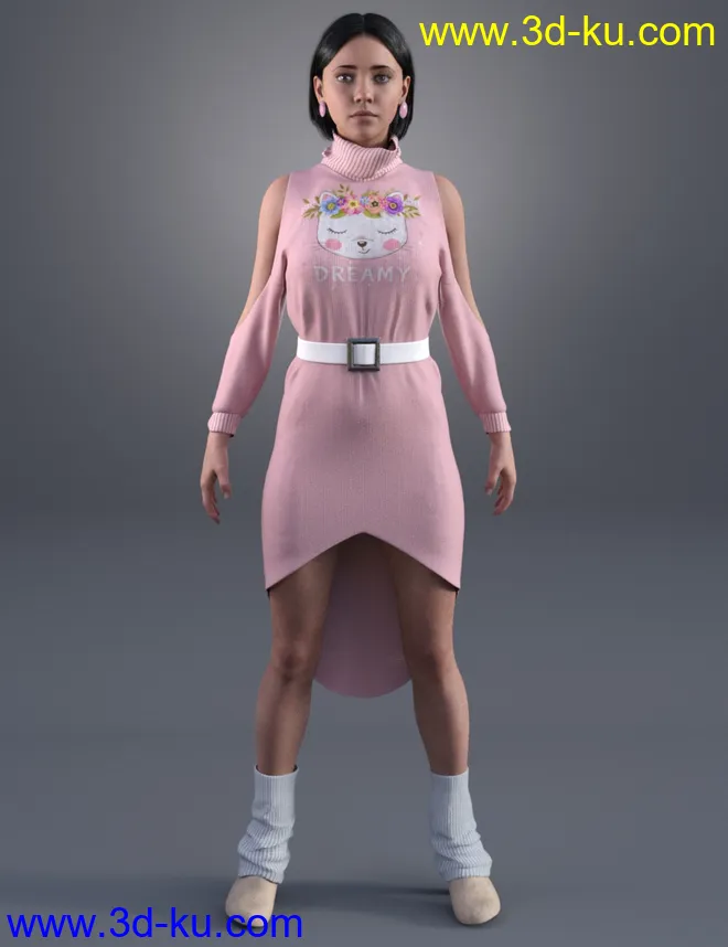 dForce Cold Shoulder - Graphic Knit Textures模型的图片6