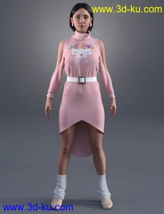 3D打印模型dForce Cold Shoulder - Graphic Knit Textures的图片