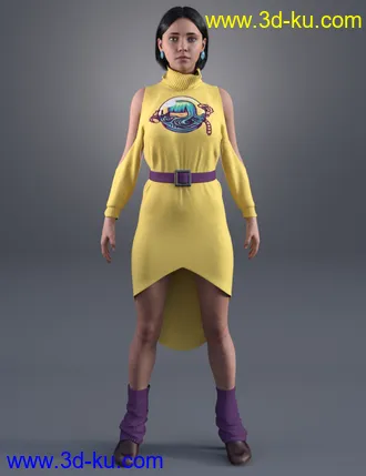 3D打印模型dForce Cold Shoulder - Graphic Knit Textures的图片