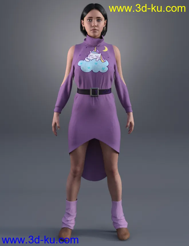 dForce Cold Shoulder - Graphic Knit Textures模型的图片8