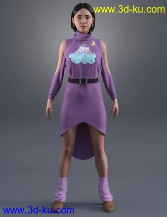 3D打印模型dForce Cold Shoulder - Graphic Knit Textures的图片