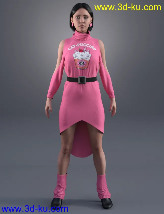 dForce Cold Shoulder - Graphic Knit Textures模型的图片9
