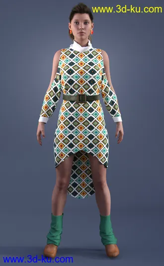 3D打印模型dForce Cold Shoulder - Patterned Knit Textures的图片
