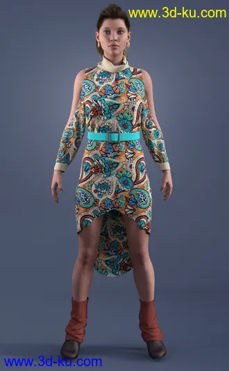 3D打印模型dForce Cold Shoulder - Patterned Knit Textures的图片