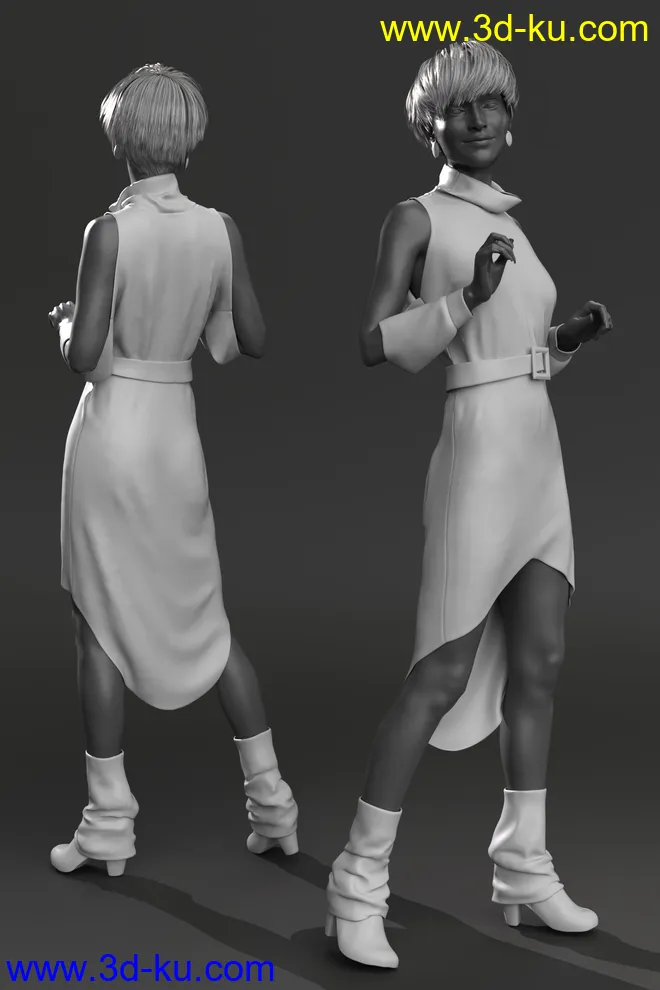 dForce Cold Shoulder Dress for Genesis 8 and 8.1 Females模型的图片8