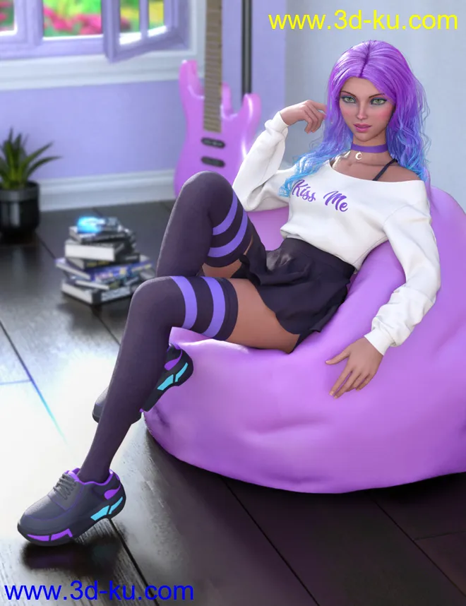 dForce Comfy Outfit for Genesis 8 and Genesis 8.1 Females模型的图片1