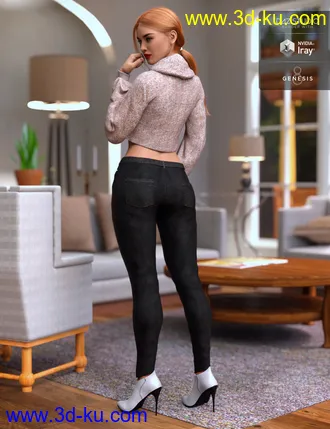 3D打印模型dForce Crop Sweater and Jeans Outfit for Genesis 8 Female(s)的图片