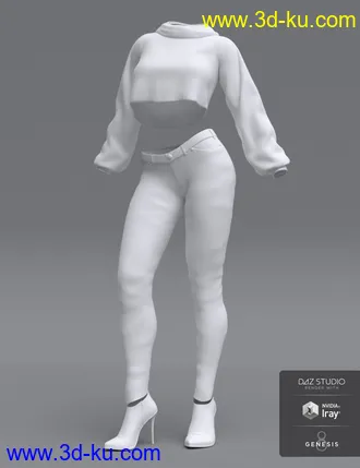 3D打印模型dForce Crop Sweater and Jeans Outfit for Genesis 8 Female(s)的图片