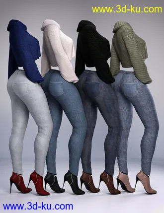 3D打印模型dForce Crop Sweater and Jeans Outfit Textures的图片