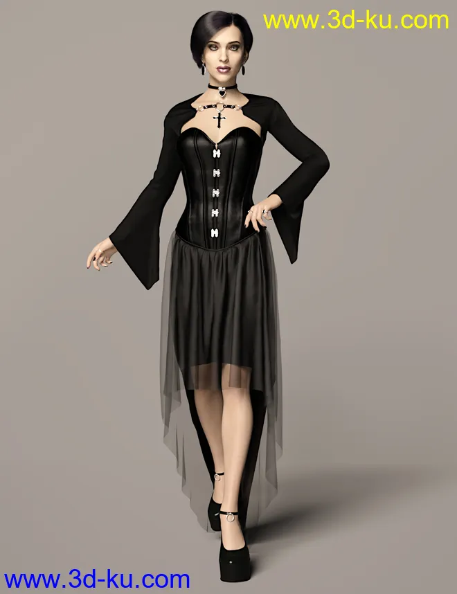 dForce Dark Vamp Outfit for Genesis 8 and 8.1 Females模型的图片1