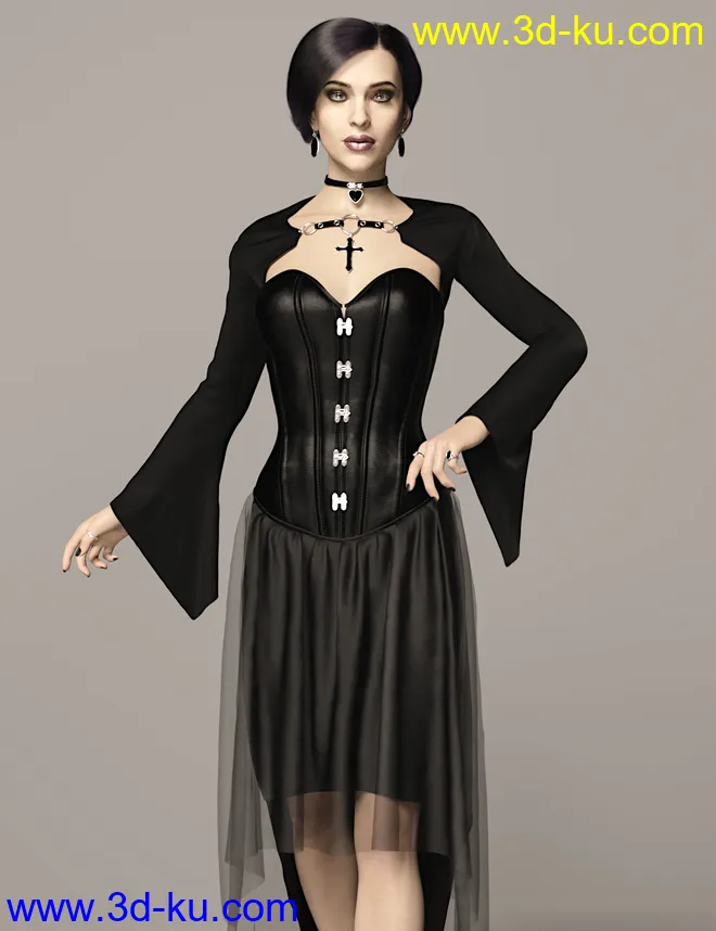 dForce Dark Vamp Outfit for Genesis 8 and 8.1 Females模型的图片2