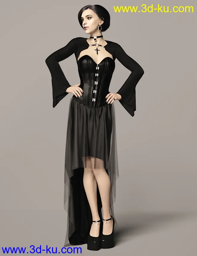 dForce Dark Vamp Outfit for Genesis 8 and 8.1 Females模型的图片3
