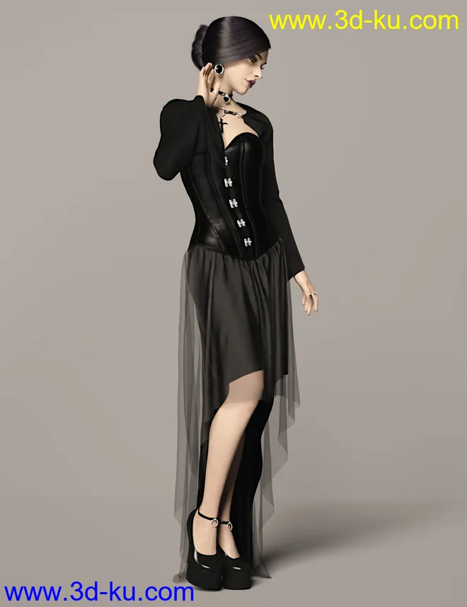 dForce Dark Vamp Outfit for Genesis 8 and 8.1 Females模型的图片4