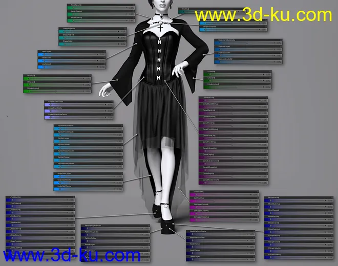 dForce Dark Vamp Outfit for Genesis 8 and 8.1 Females模型的图片7