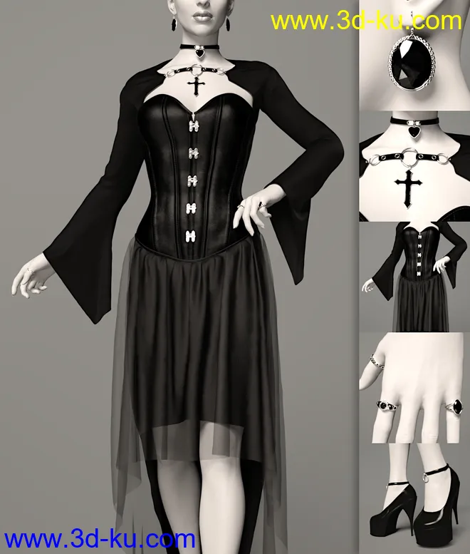 dForce Dark Vamp Outfit for Genesis 8 and 8.1 Females模型的图片10