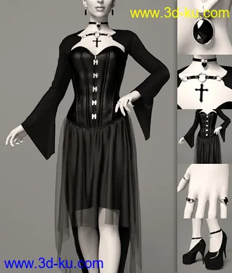 3D打印模型dForce Dark Vamp Outfit for Genesis 8 and 8.1 Females的图片