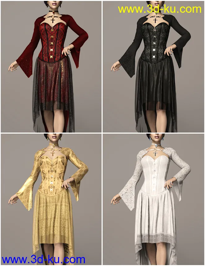 dForce Dark Vamp Outfit Texture Expansion模型的图片1
