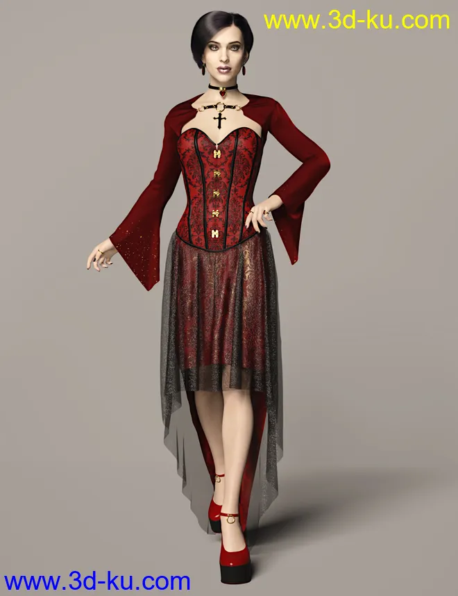 dForce Dark Vamp Outfit Texture Expansion模型的图片2