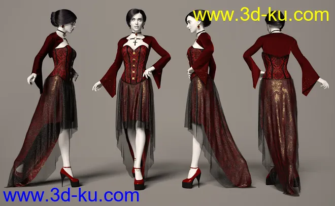 dForce Dark Vamp Outfit Texture Expansion模型的图片6