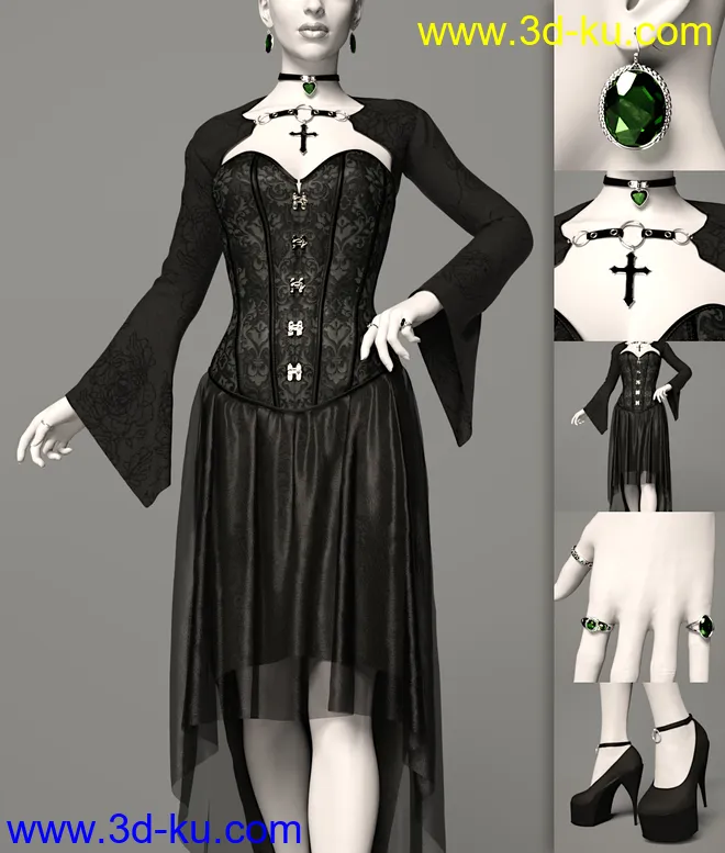dForce Dark Vamp Outfit Texture Expansion模型的图片9