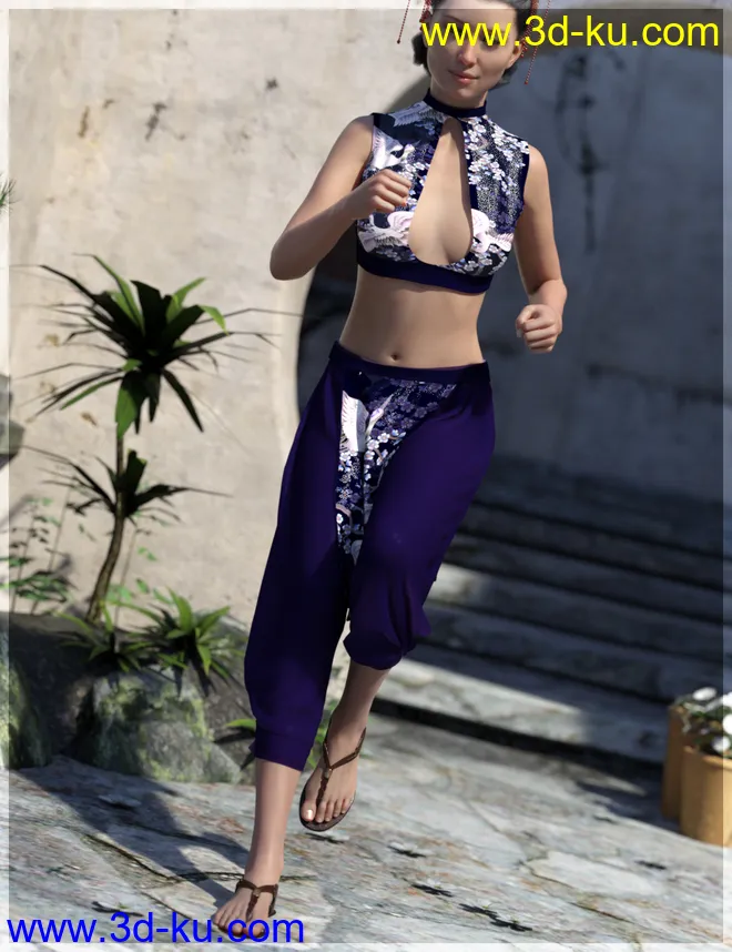 dForce Eastern Wind Outfit for Genesis 8 Females模型的图片1