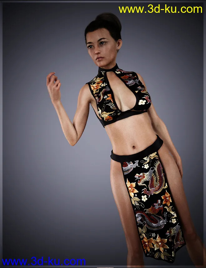 dForce Eastern Wind Outfit for Genesis 8 Females模型的图片4