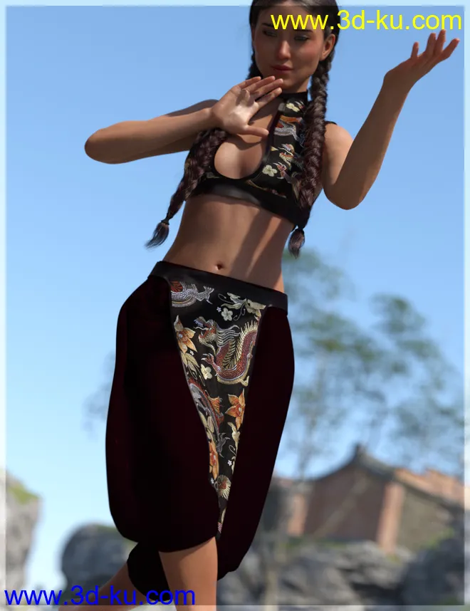 dForce Eastern Wind Outfit for Genesis 8 Females模型的图片7