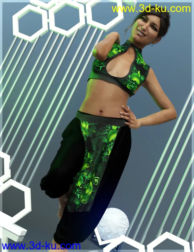 dForce Eastern Wind Outfit for Genesis 8 Females模型的图片8