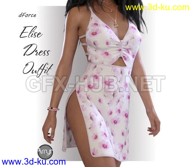 dForce Elise Cocktail Dress outfit for Genesis 8 Females模型的图片1