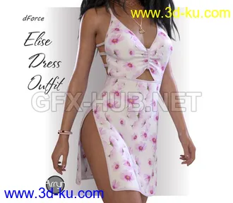 3D打印模型dForce Elise Cocktail Dress outfit for Genesis 8 Females的图片