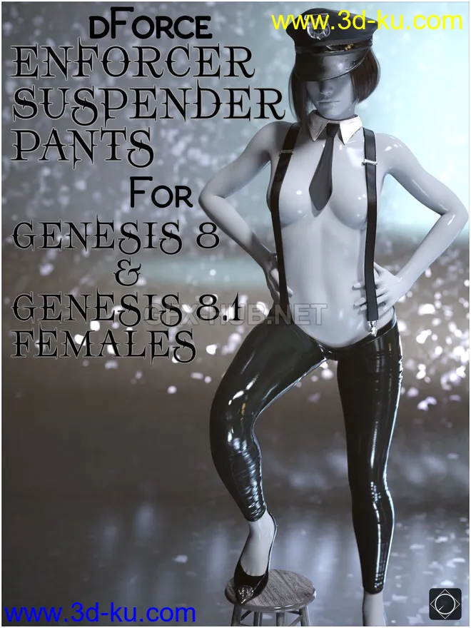 dForce Enforcer Suspender Pants for Genesis 8 and 8.1 Females模型的图片1