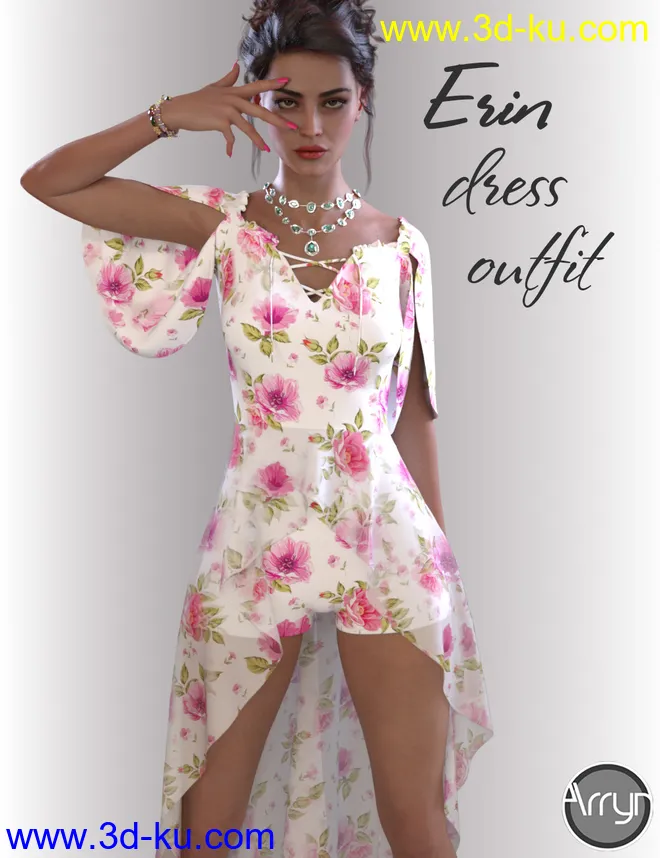 dForce Erin Holiday Dress for Genesis 8 Females模型的图片1