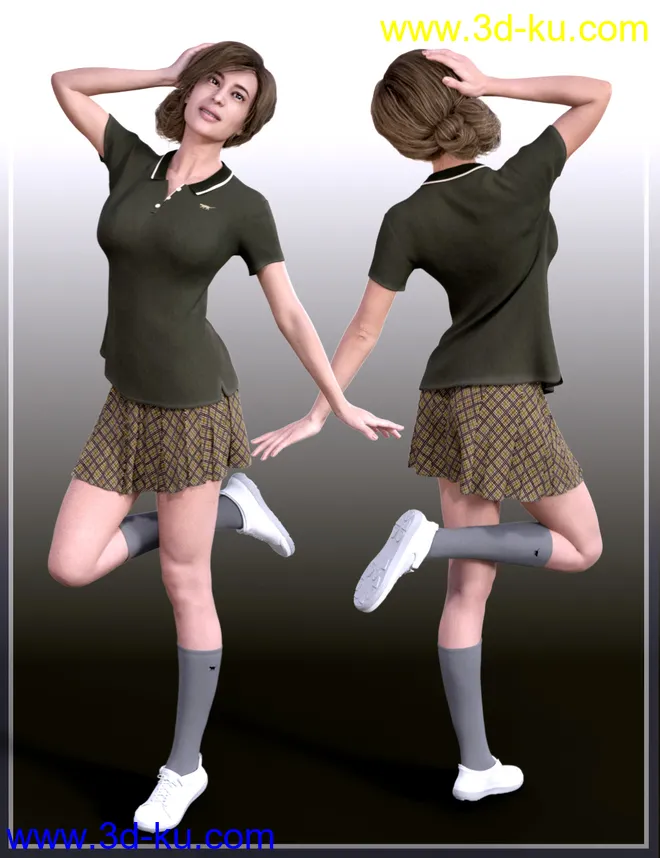 dForce Everyday Polo Style Outfit for Genesis8 Females模型的图片2