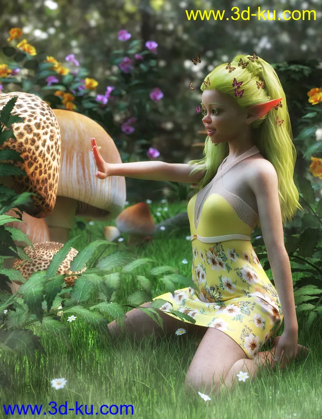 dForce Fleur Outfit and Jewelry for Genesis 8 Female(s)模型的图片4