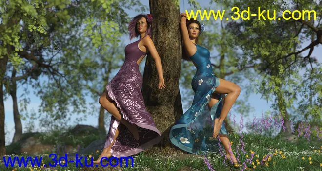 dForce Floral Fiesta Outfit for Genesis 8 Females模型的图片11