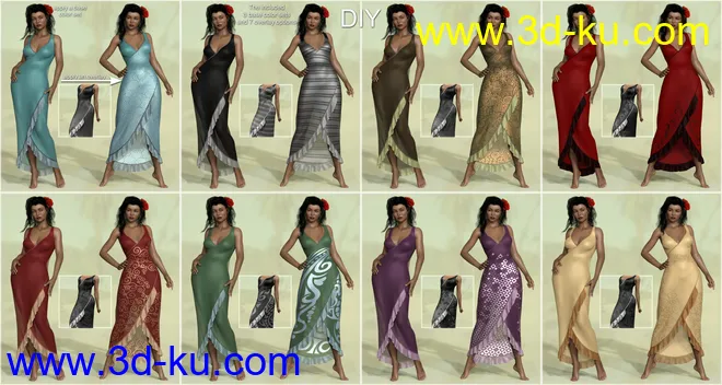 dForce Floral Fiesta Outfit for Genesis 8 Females模型的图片16