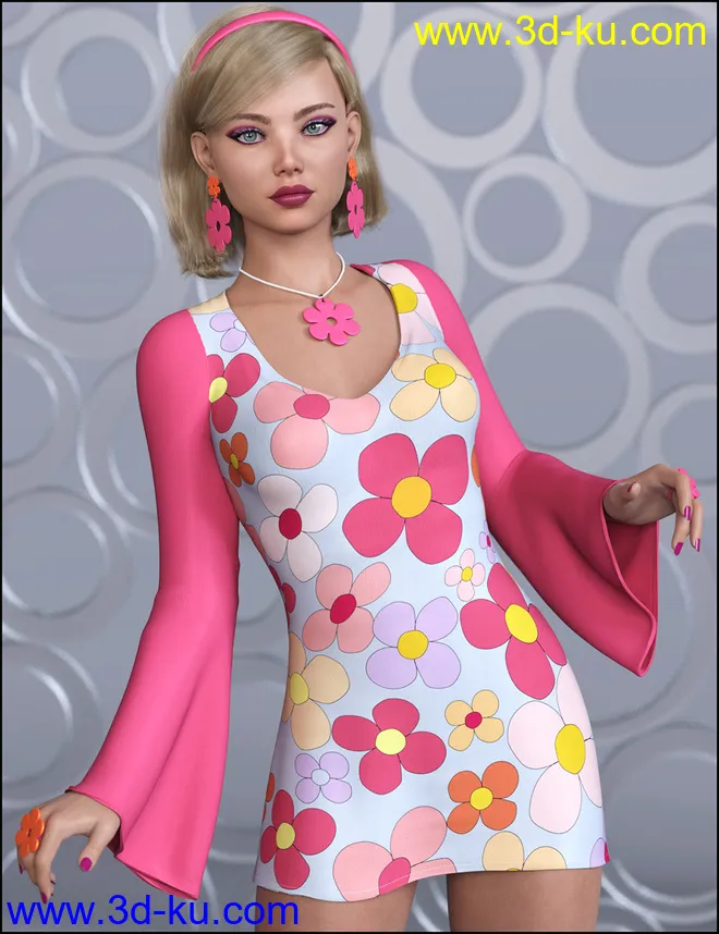dForce Flower Power Outfit for Genesis 8 Female模型的图片1