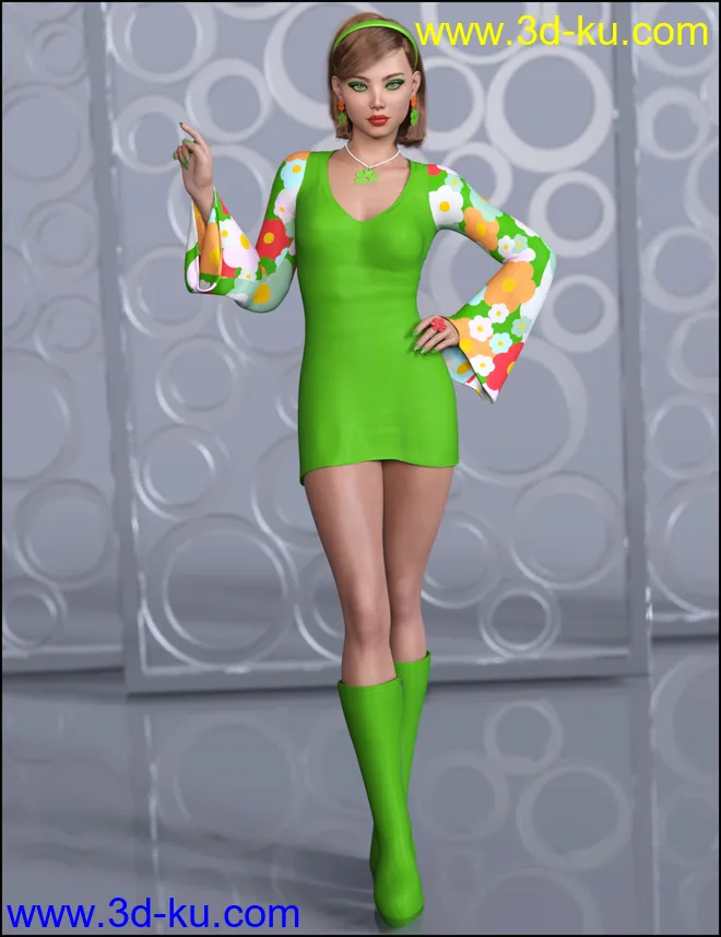 dForce Flower Power Outfit for Genesis 8 Female模型的图片3