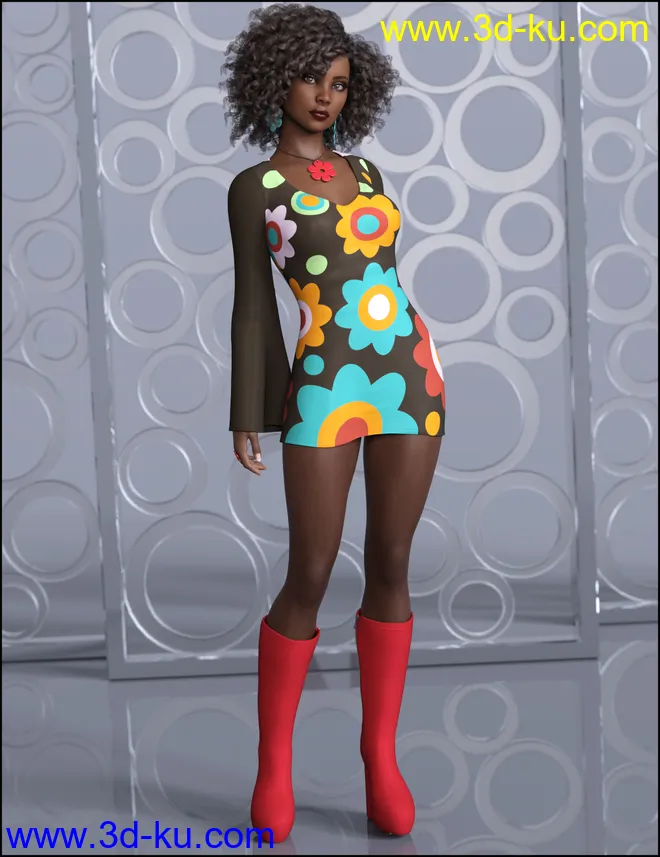 dForce Flower Power Outfit for Genesis 8 Female模型的图片4