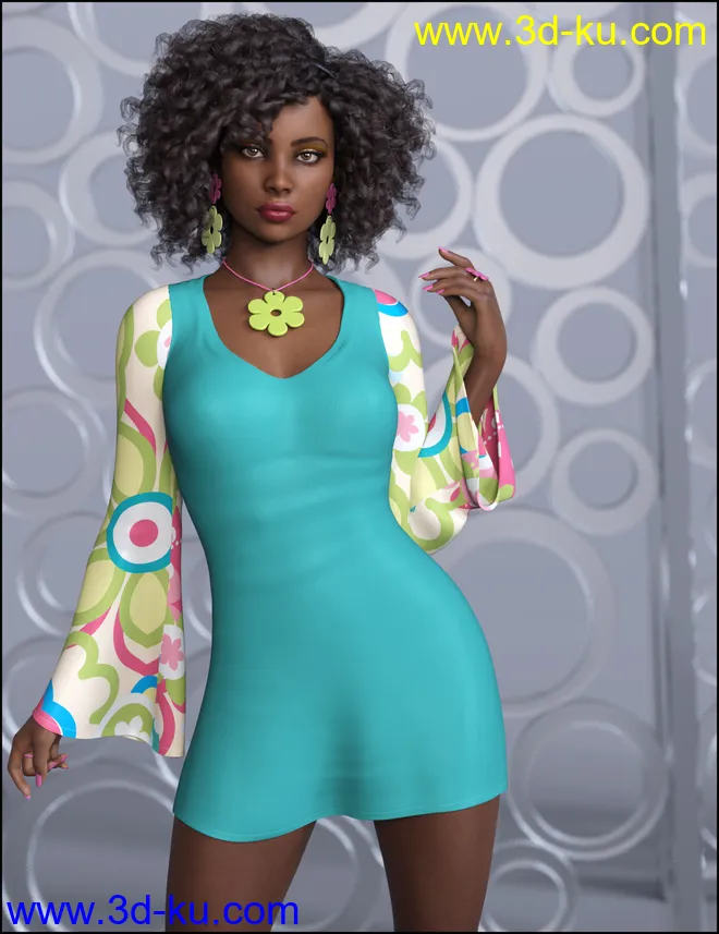 dForce Flower Power Outfit for Genesis 8 Female模型的图片7