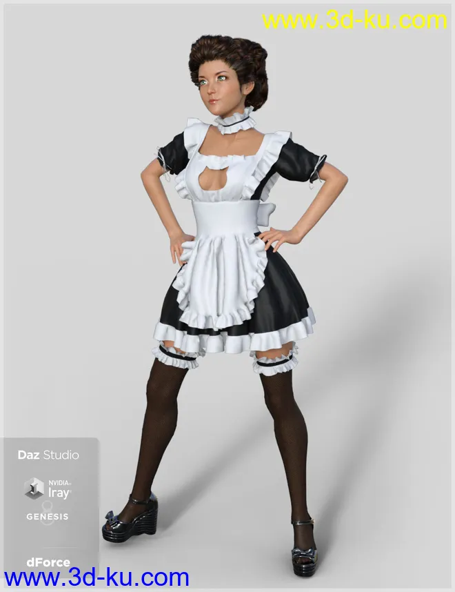 dForce French Maid Servant Outfit for Genesis 8 Female(s)模型的图片1