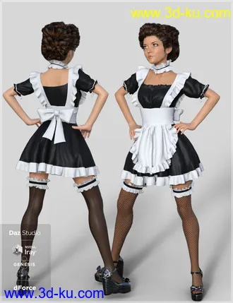 3D打印模型dForce French Maid Servant Outfit for Genesis 8 Female(s)的图片