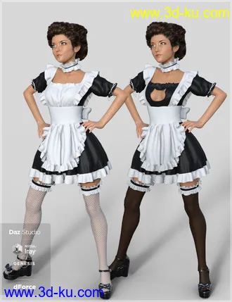 3D打印模型dForce French Maid Servant Outfit for Genesis 8 Female(s)的图片
