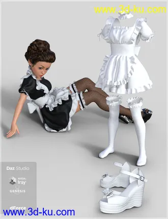 3D打印模型dForce French Maid Servant Outfit for Genesis 8 Female(s)的图片