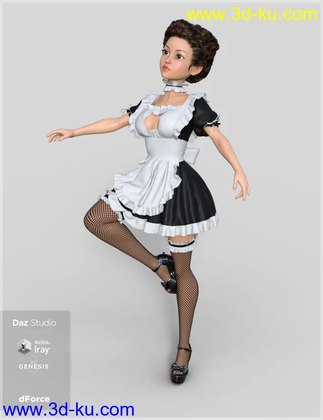 dForce French Maid Servant Outfit for Genesis 8 Female(s)模型的图片6