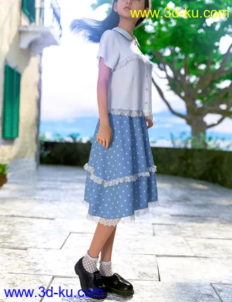 3D打印模型dForce Frilled Blouse and Skirt for Genesis 8 Female的图片