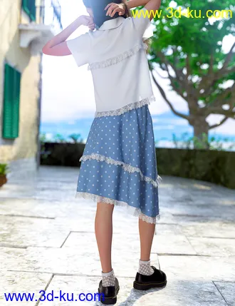 3D打印模型dForce Frilled Blouse and Skirt for Genesis 8 Female的图片