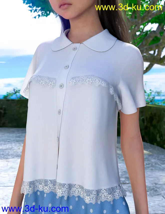 dForce Frilled Blouse and Skirt for Genesis 8 Female模型的图片5