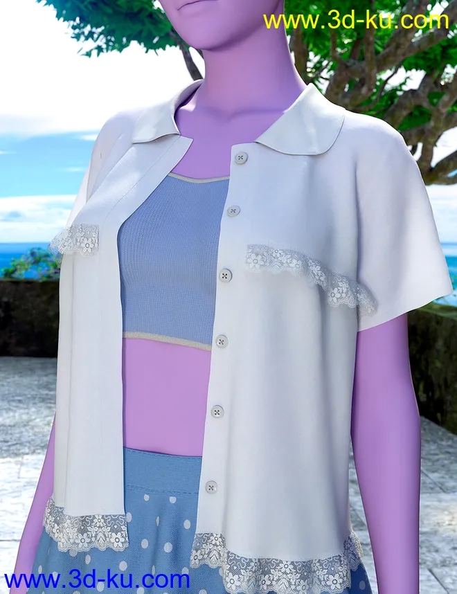 dForce Frilled Blouse and Skirt for Genesis 8 Female模型的图片6